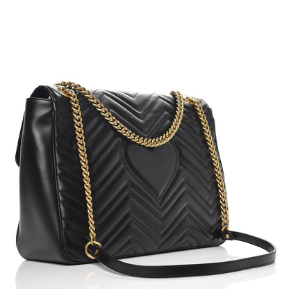 Gucci Calfskin Matelasse Large GG Marmont Shoulder Bag Black 4 of 8