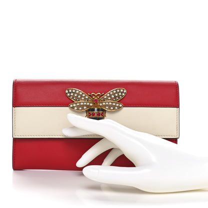 Gucci Calfskin Queen Margaret Flap Wallet Hibiscus Red Mystic White 2 of 10