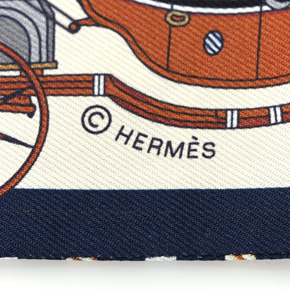 Hermes Silk Les Voitures Nouvelle Twilly Marine Caramel Black 3 of 4