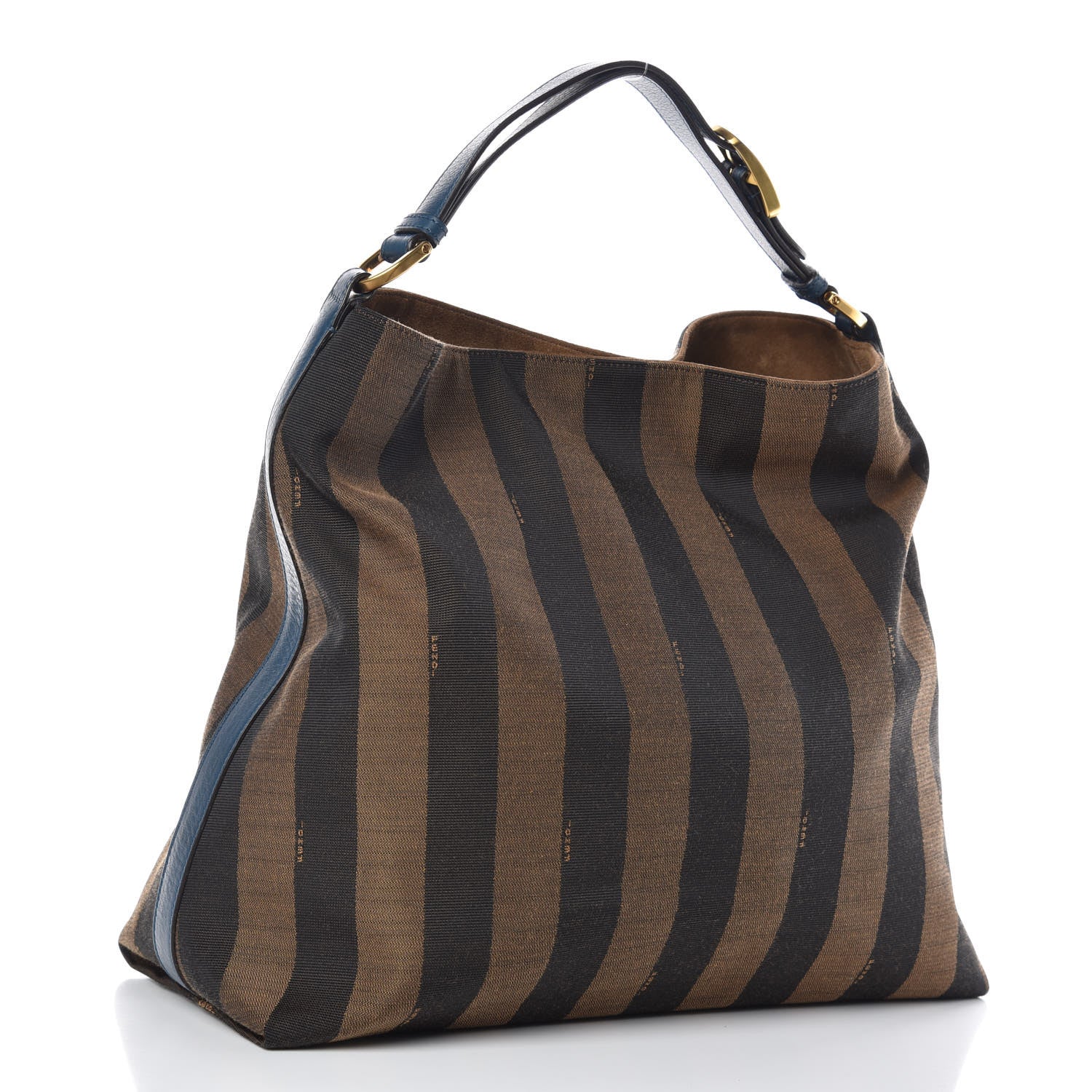 Fendi Pequin Vitello Large Hobo Tobacco Petrolio 3 of 9