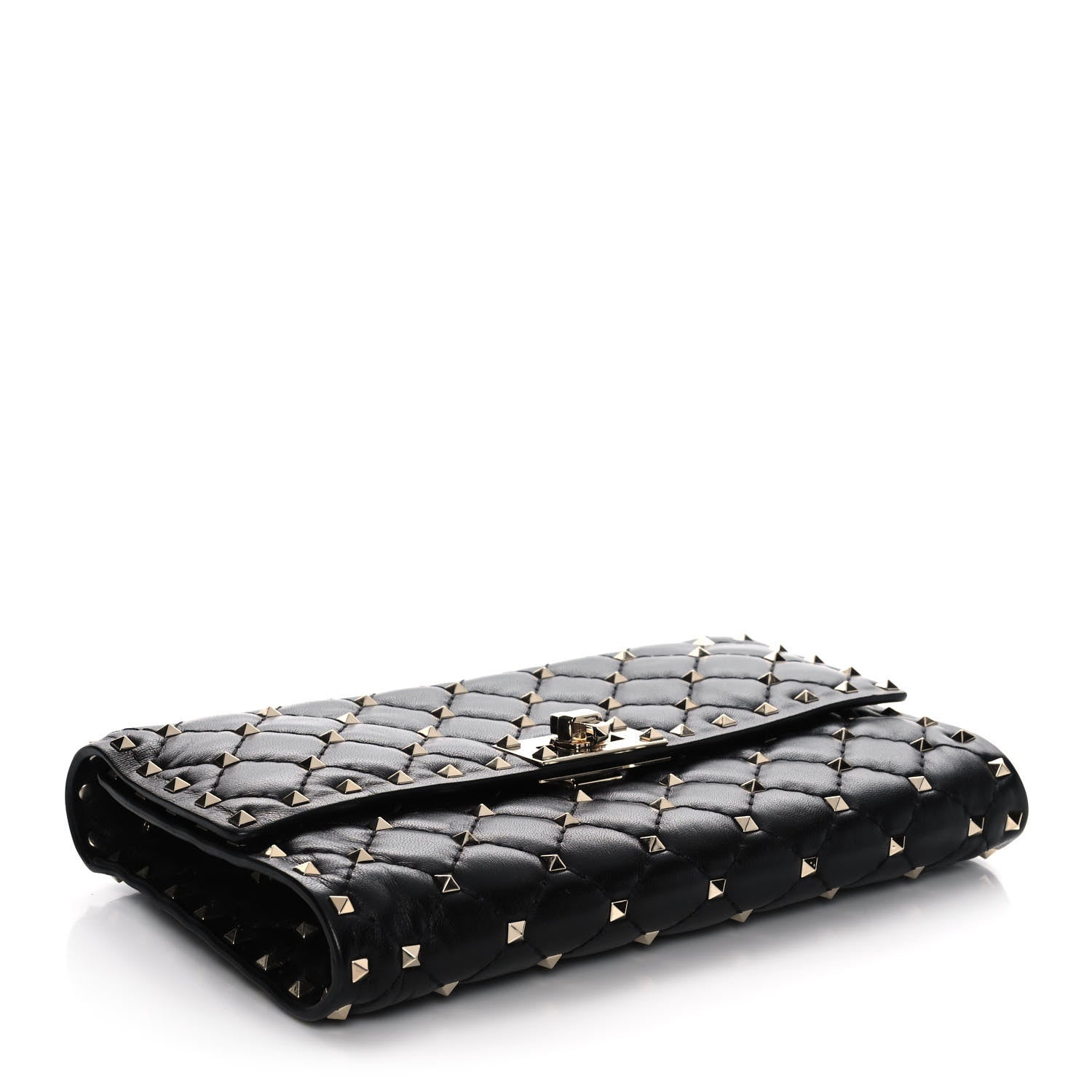Valentino Garavani Lambskin Rockstud Spike Wallet on Chain Black 4 of 12