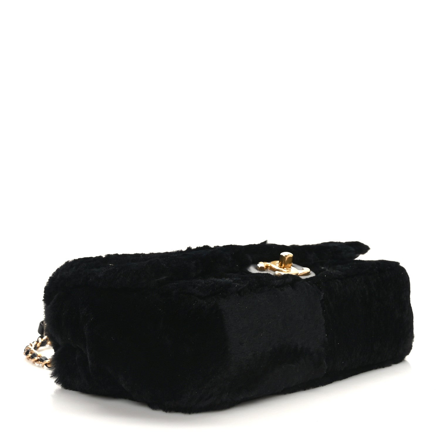 Chanel Shearling Lambskin Chevron Quilted Fur Sure Small Flap Black 4 of 9