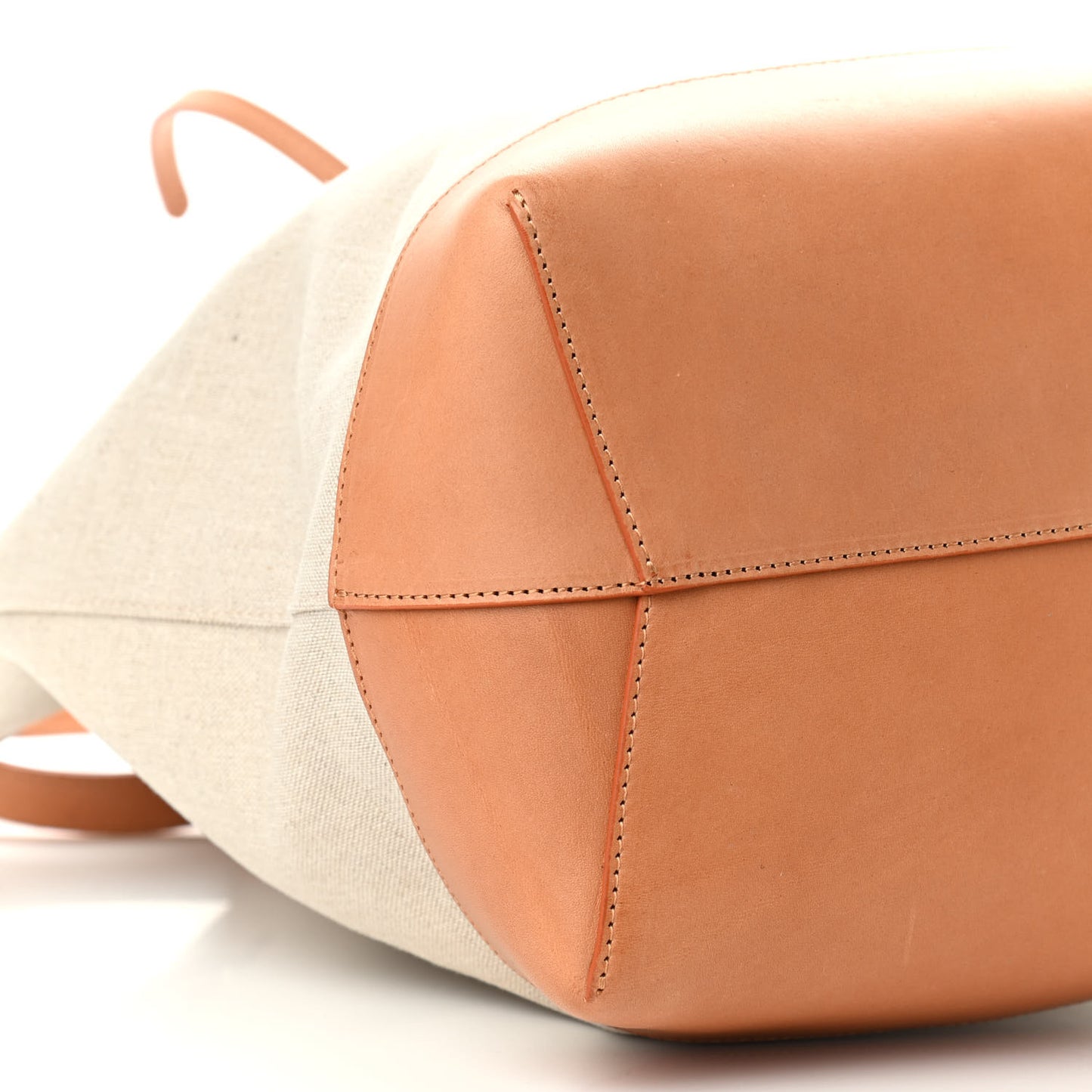 Canvas Calfskin Bucket Bag Creme Cammello
