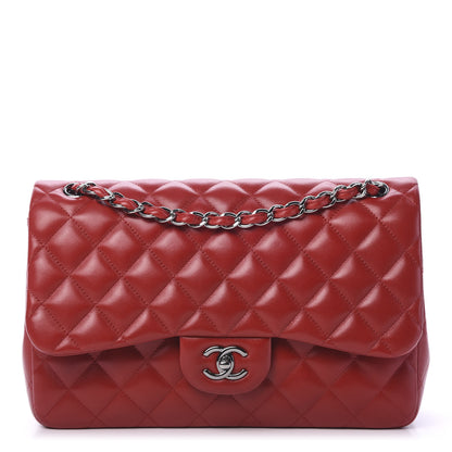 Chanel Lambskin Quilted Jumbo Double Flap Red 1 of 12