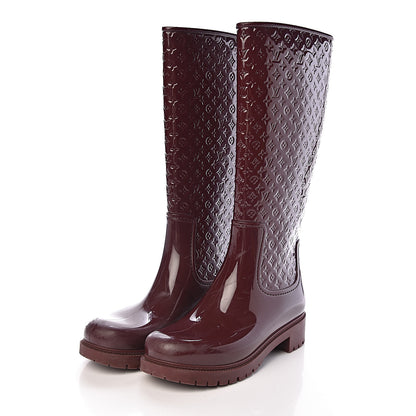 Louis Vuitton Rubber Embossed Monogram Splash Rain Boots 39 Brown 3 of 14