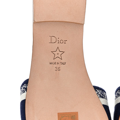 Christian Dior Canvas Around the World Embroidered Dway Flat Slide Sandals 36 True Blue 6 of 8