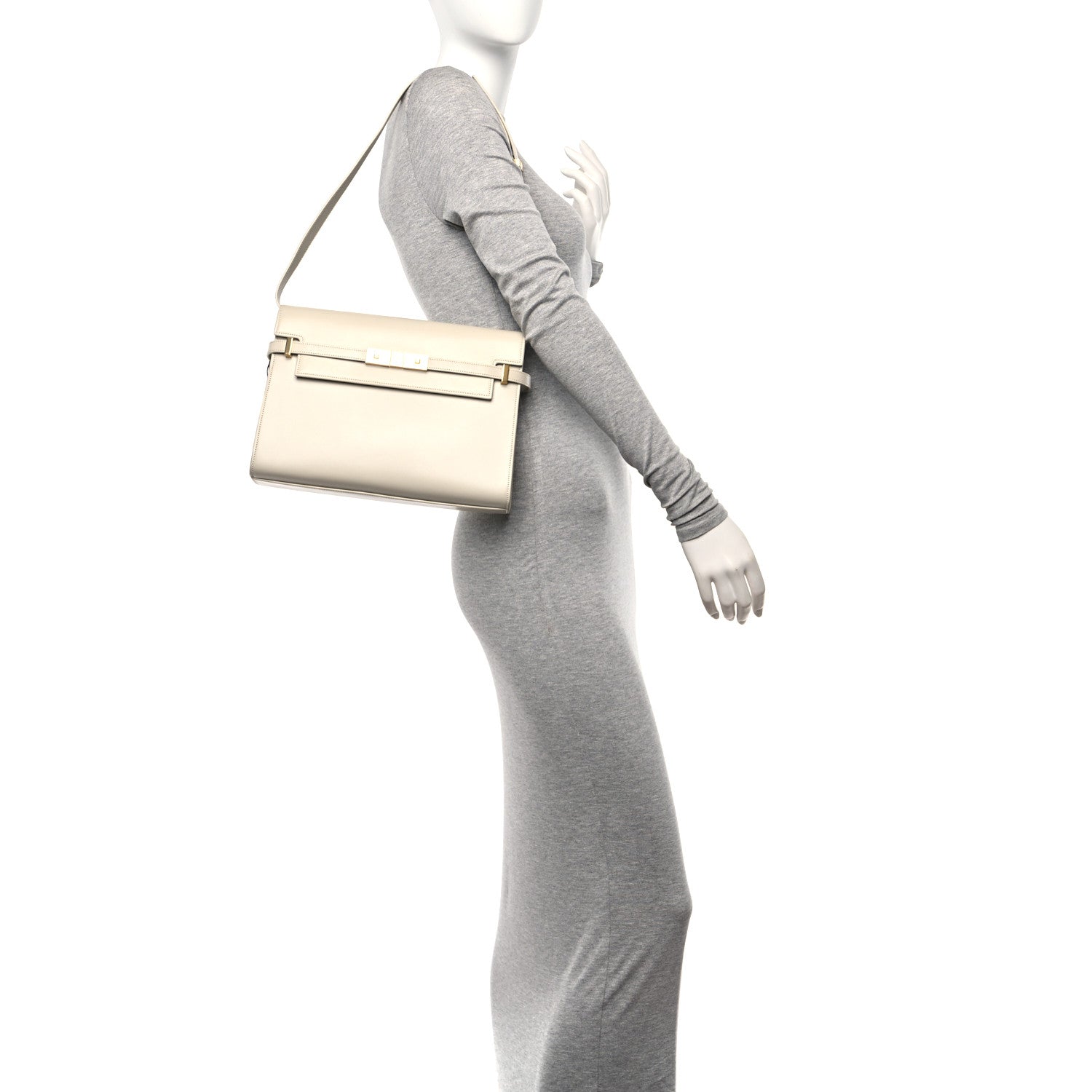 Saint Laurent Smooth Calfskin Manhattan Shoulder Bag Ivory 2 of 11
