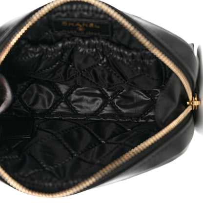 Chanel Lambskin Quilted Small Curvy Pouch Cosmetic Case Black 5 of 7