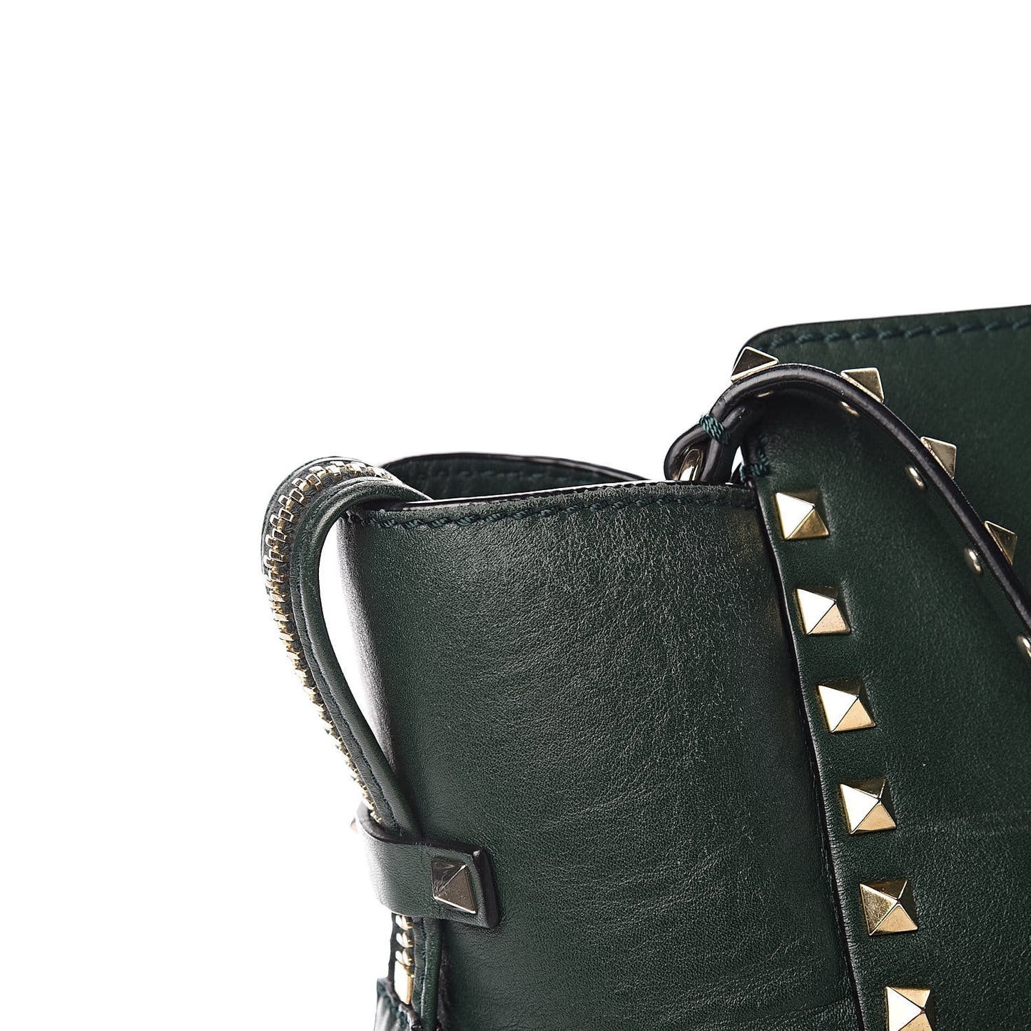Vitello Rockstud Double Handle Tote Green