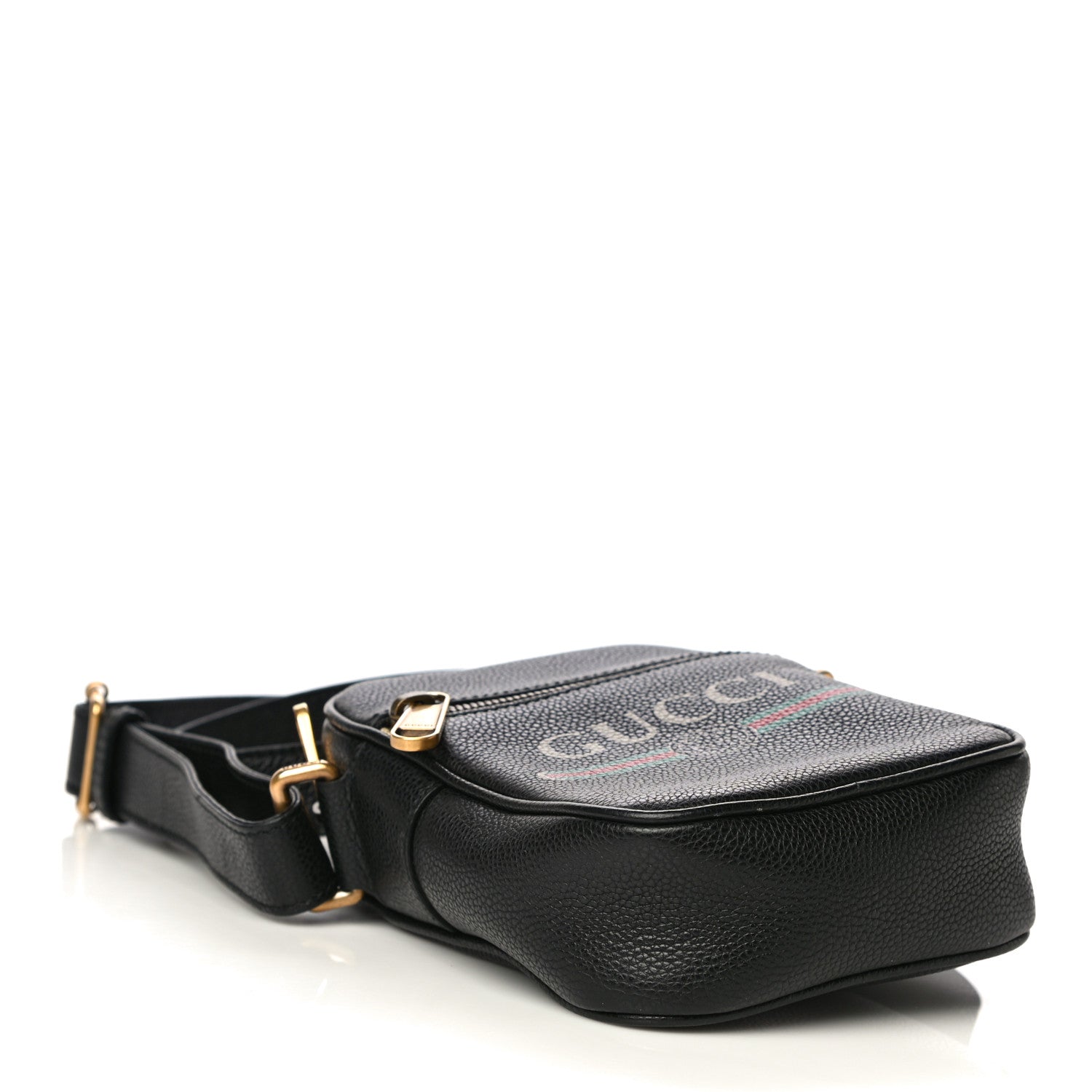 Gucci Grained Calfskin Mini Logo Messenger Bag Black 4 of 13
