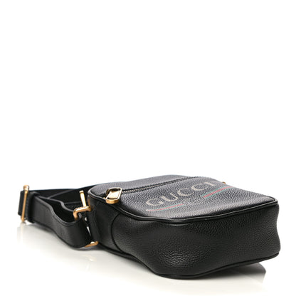 Gucci Grained Calfskin Mini Logo Messenger Bag Black 4 of 13