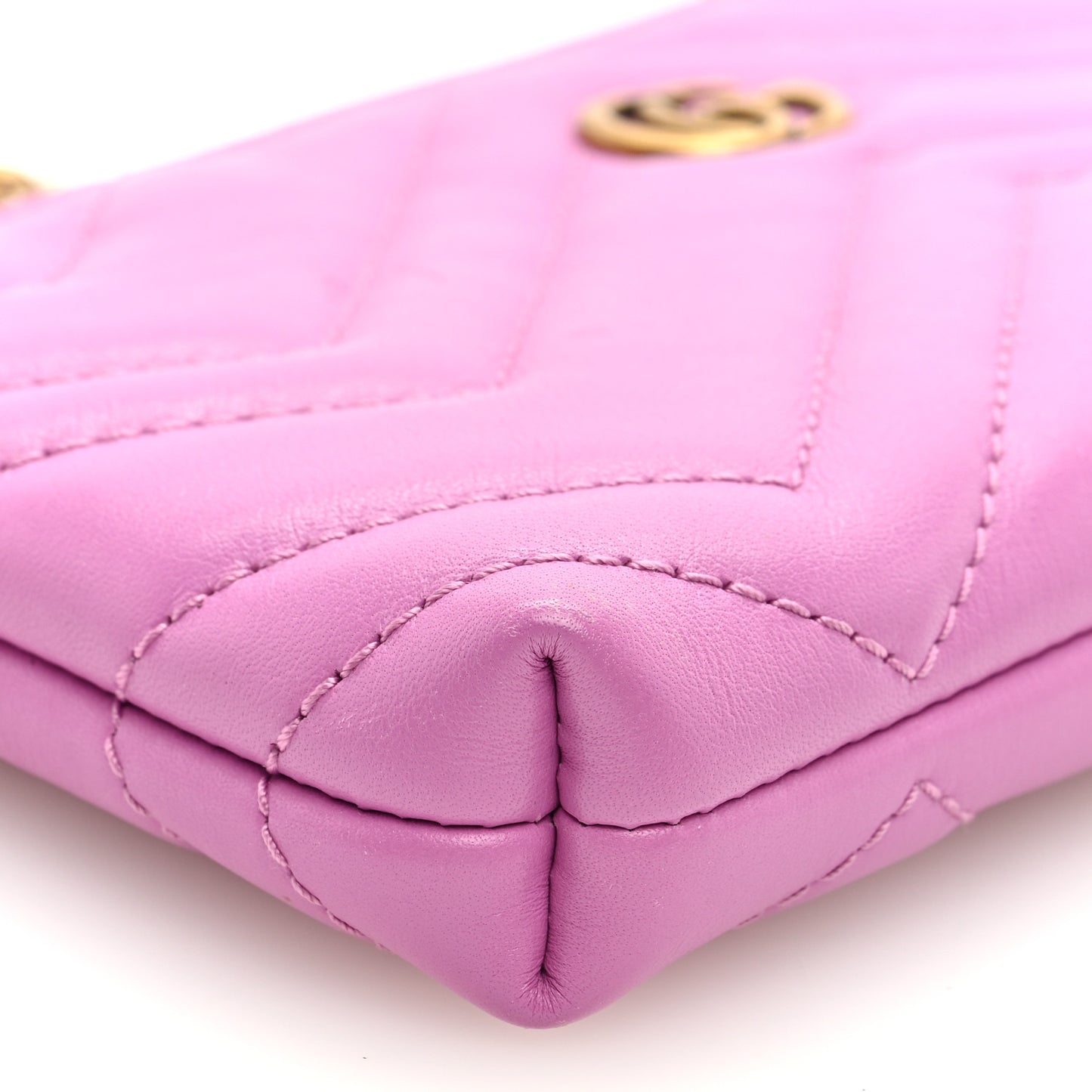 Calfskin Matelasse Mini GG Marmont Chain Bag Candy Mousse