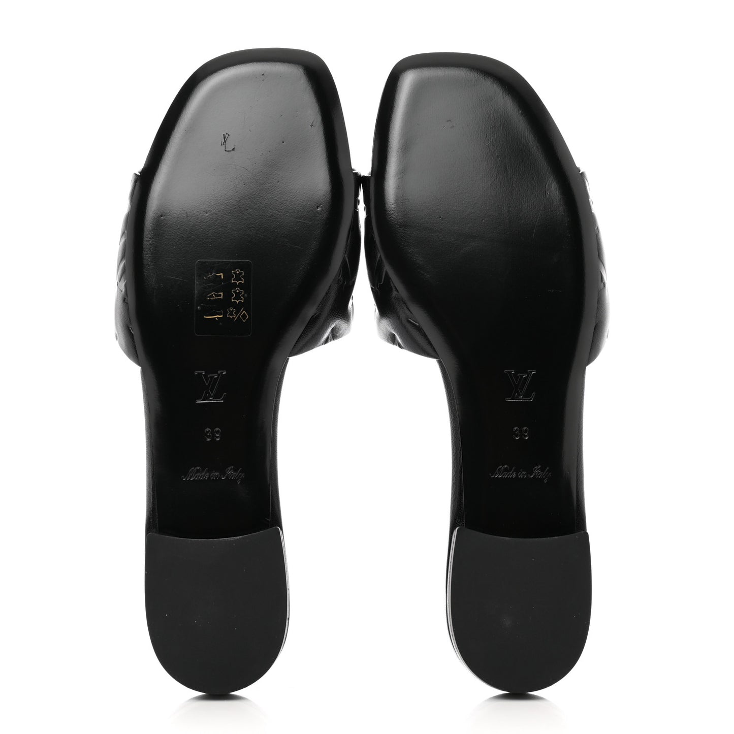 Lambskin Embossed Monogram Revival Flat Mules 39 Black