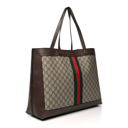 Gucci GG Supreme Monogram Web Ophidia Tote Brown 3 of 13