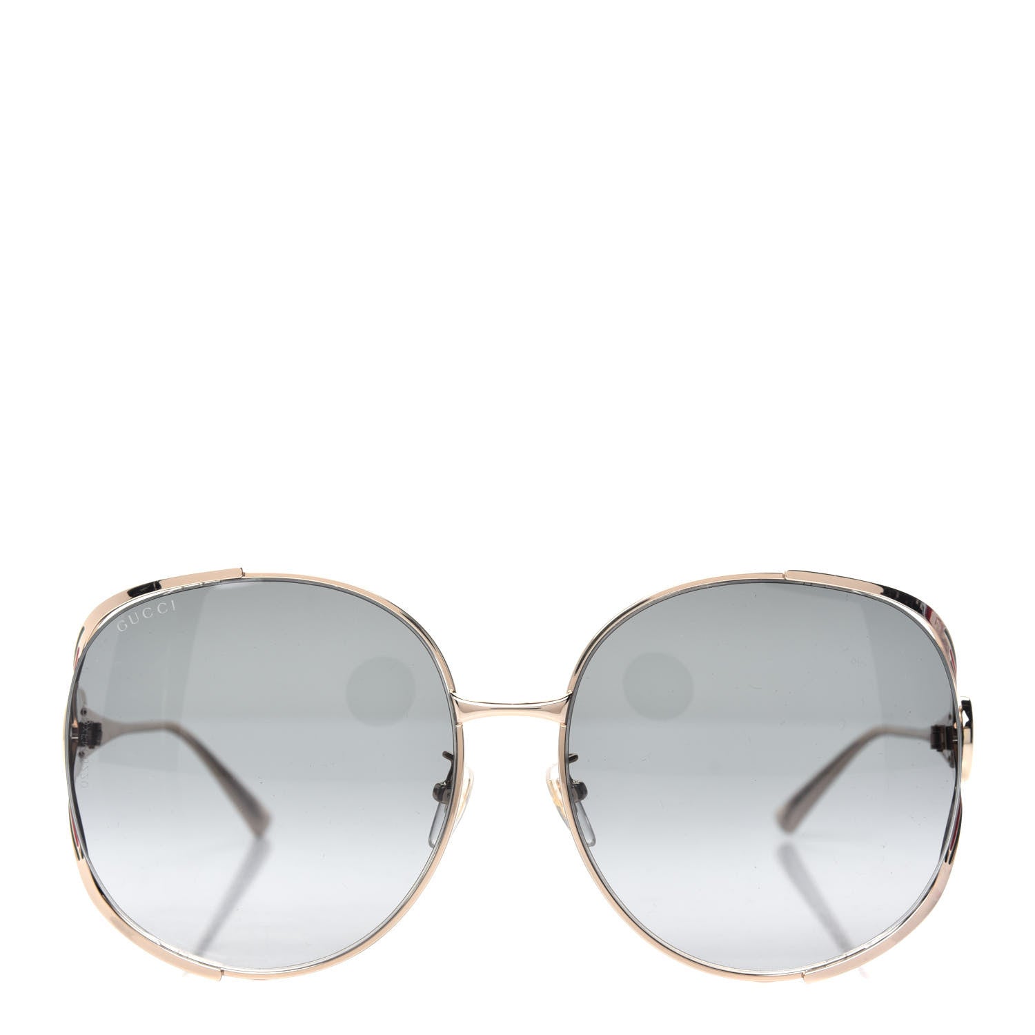 Gucci Metal Oversized Round Frame GG0225S Sunglasses Gold 2 of 7