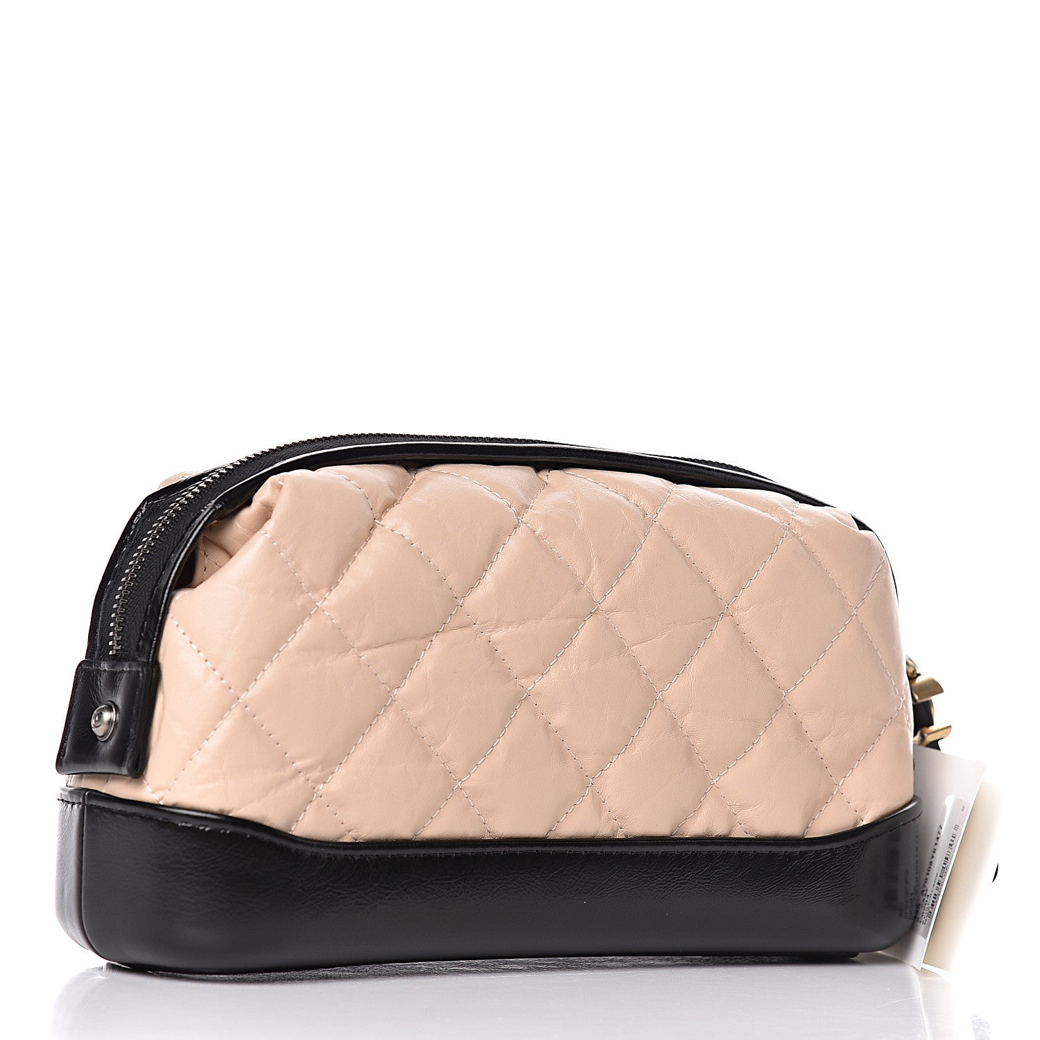 Chanel Aged Calfskin Quilted Gabrielle Classic Pouch Beige Black 3 of 7
