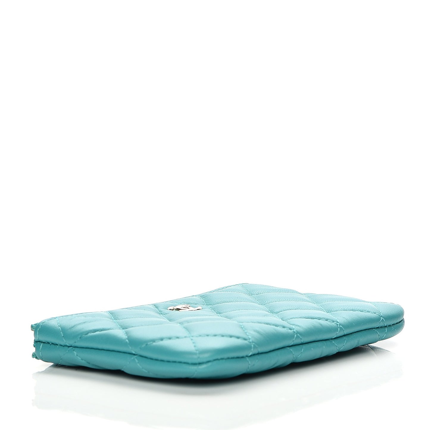 Lambskin Quilted Small Cosmetic Case Turquoise