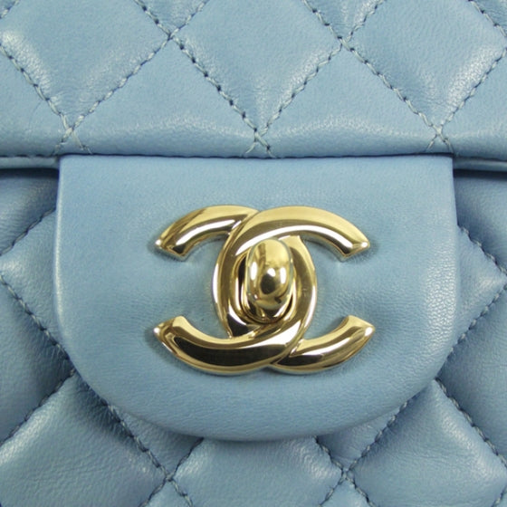 Lambskin Valentine Charms Medium Flap Baby Blue