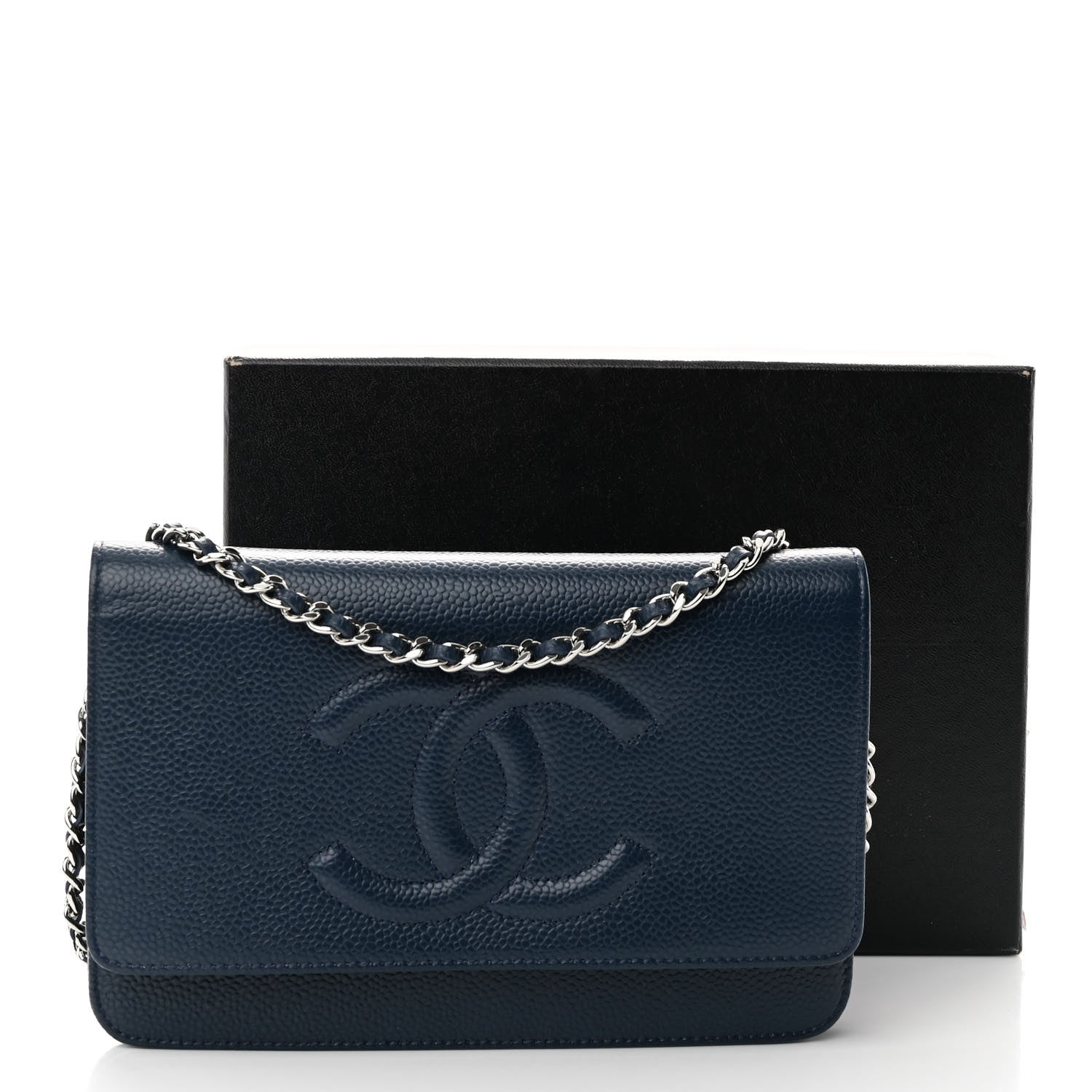 Chanel Caviar Timeless CC Wallet on Chain WOC Navy Blue 12 of 12