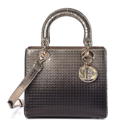 Christian Dior Metallic Patent Micro-Cannage Gradient Medium Lady Dior Bronze Gold 1 of 10