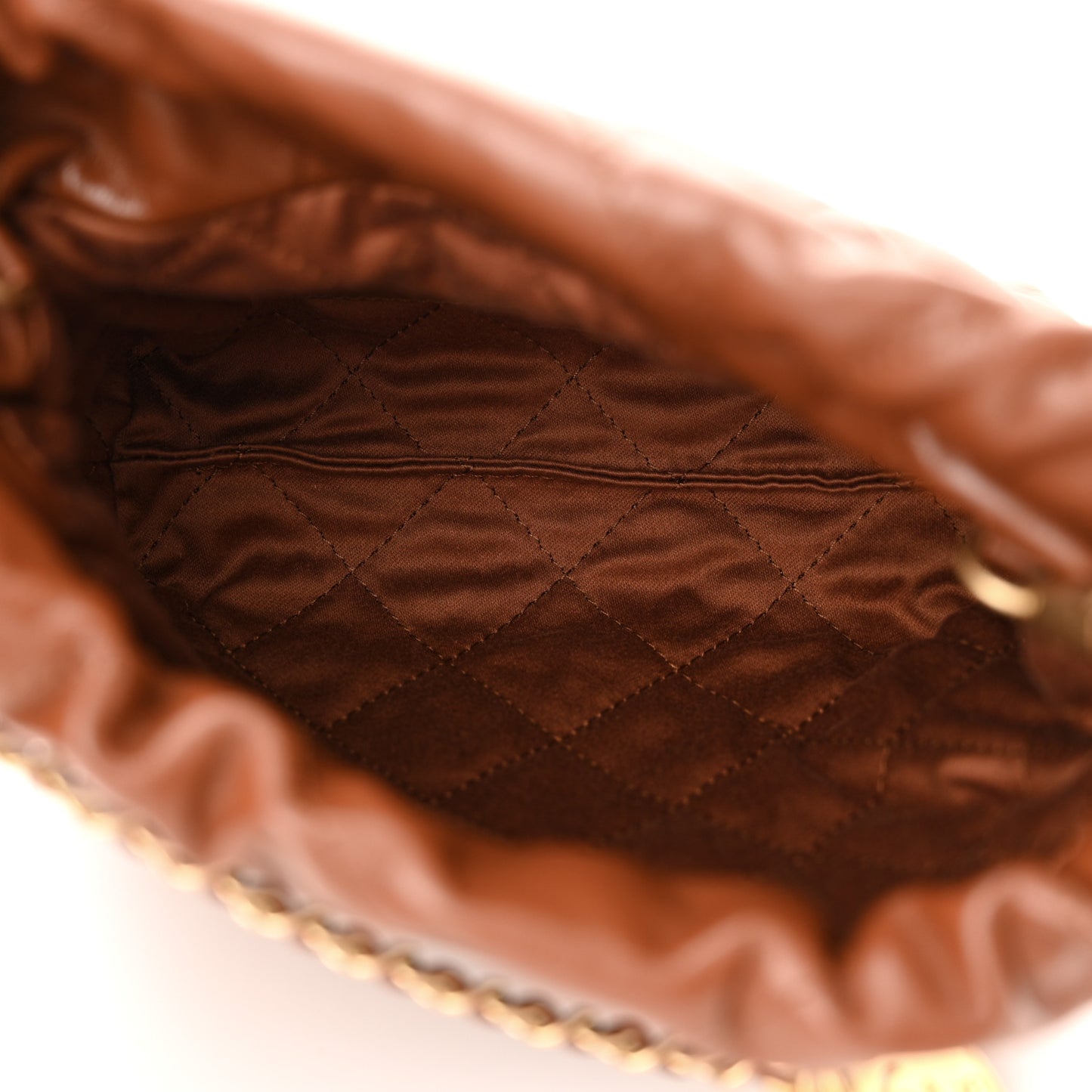 Shiny Calfskin Quilted Mini Chanel 22 Light Brown