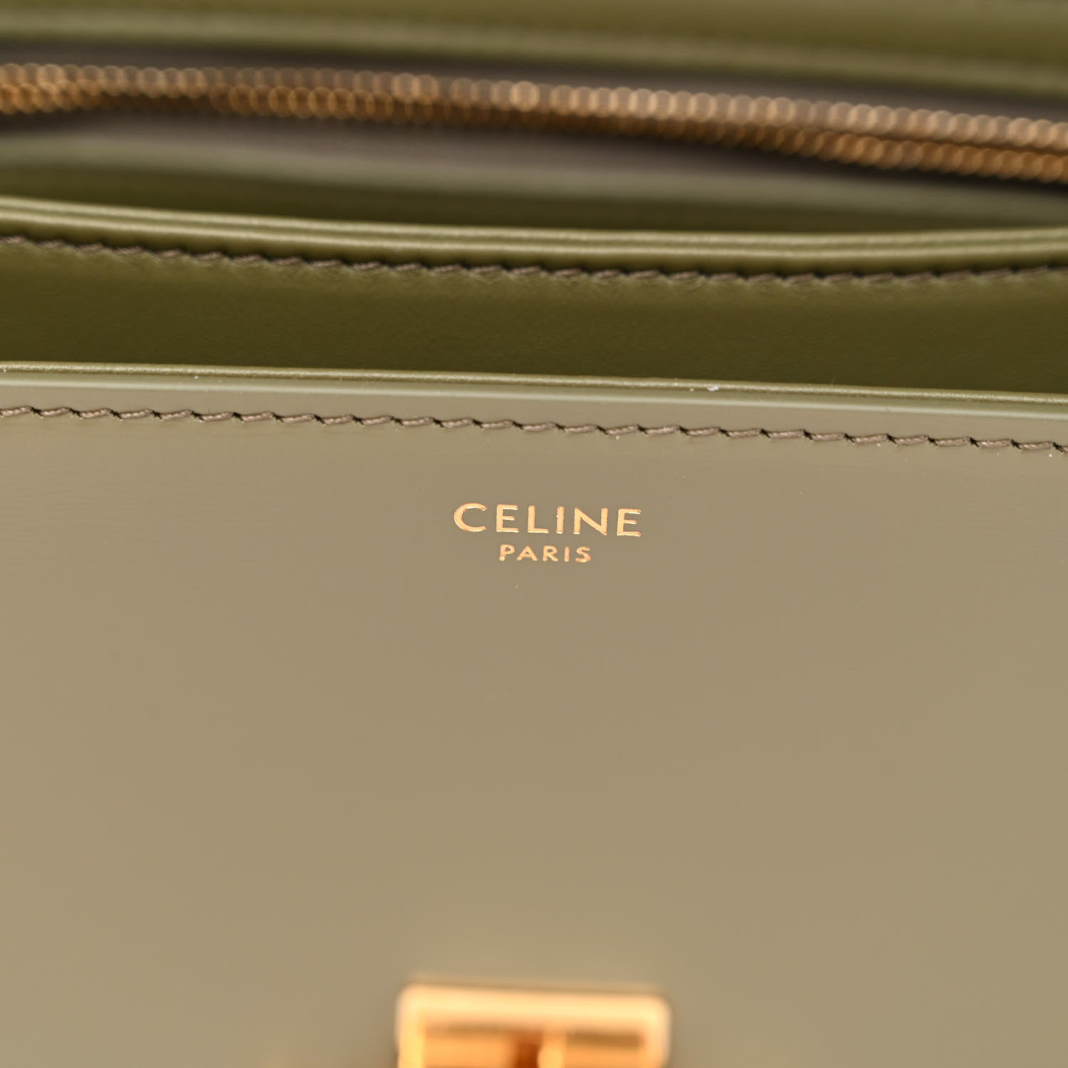 Celine Shiny Calfskin Medium Triomphe Soft Khaki 6 of 9