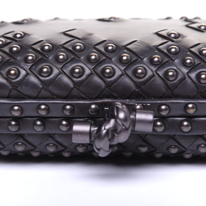 Bottega Veneta Waxy Nappa Intrecciato Knot Studded Clutch Black 12 of 13