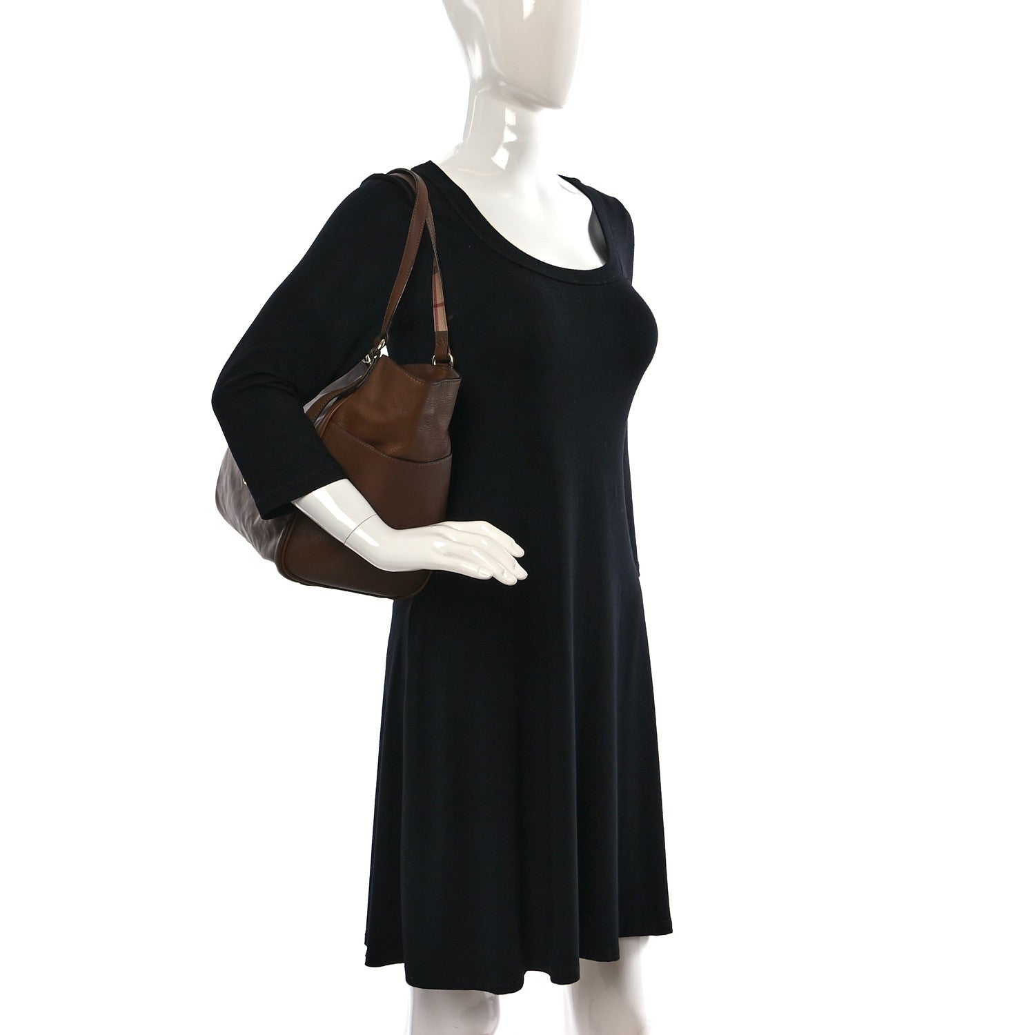 Burberry Calfskin Haymarket Check Small Canterbury Tote Brown 2 of 15