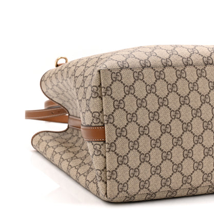 Gucci GG Supreme Monogram Emblem Maxi Tote Bag Beige Dark Brown 9 of 10
