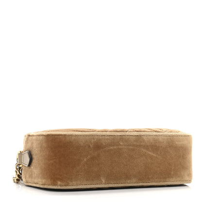 Gucci Velvet Matelasse Small GG Marmont Chain Shoulder Bag Taupe 4 of 11