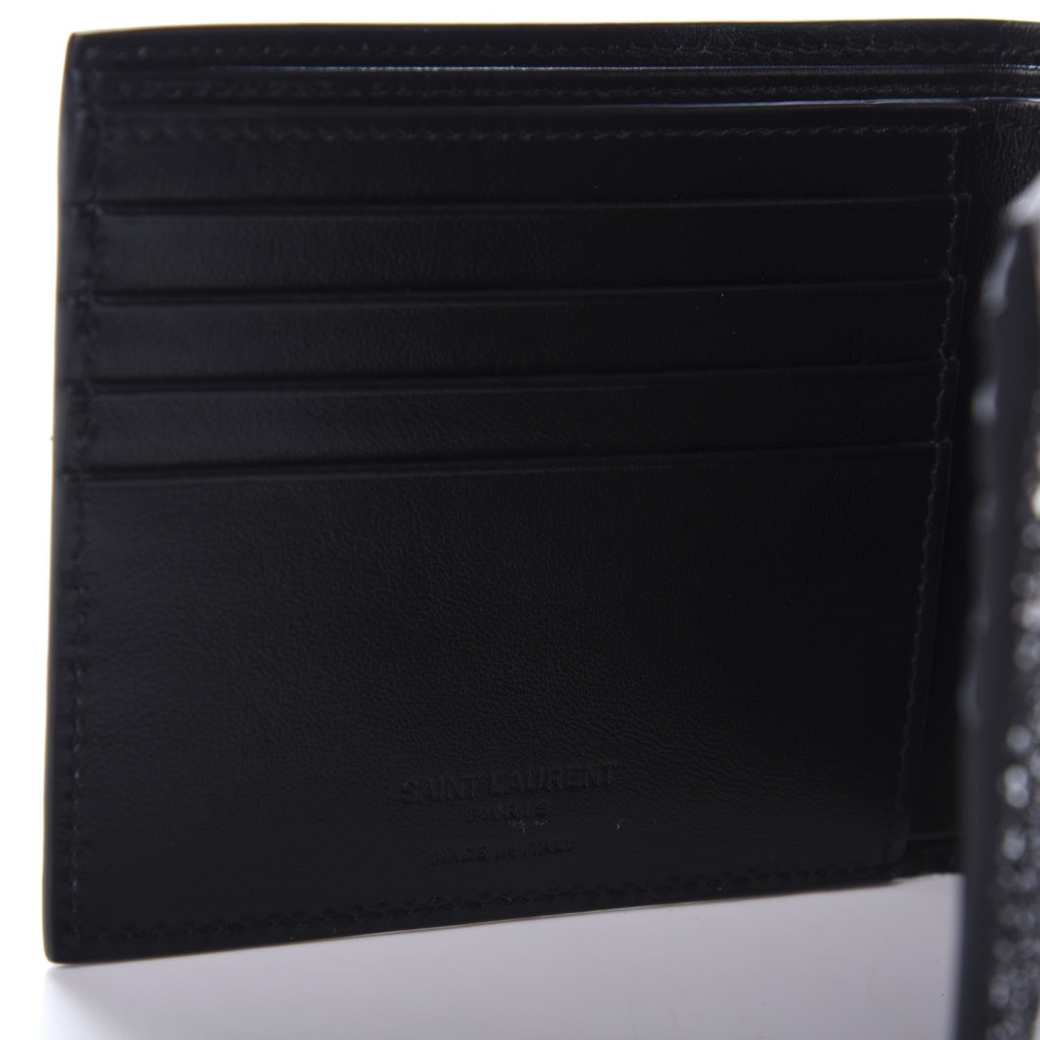 Saint Laurent Calfskin Sequin Bifold Wallet Gunmetal 6 of 7