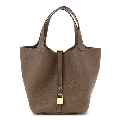 Hermes Taurillon Clemence Picotin Lock 22 MM Etoupe 1 of 12