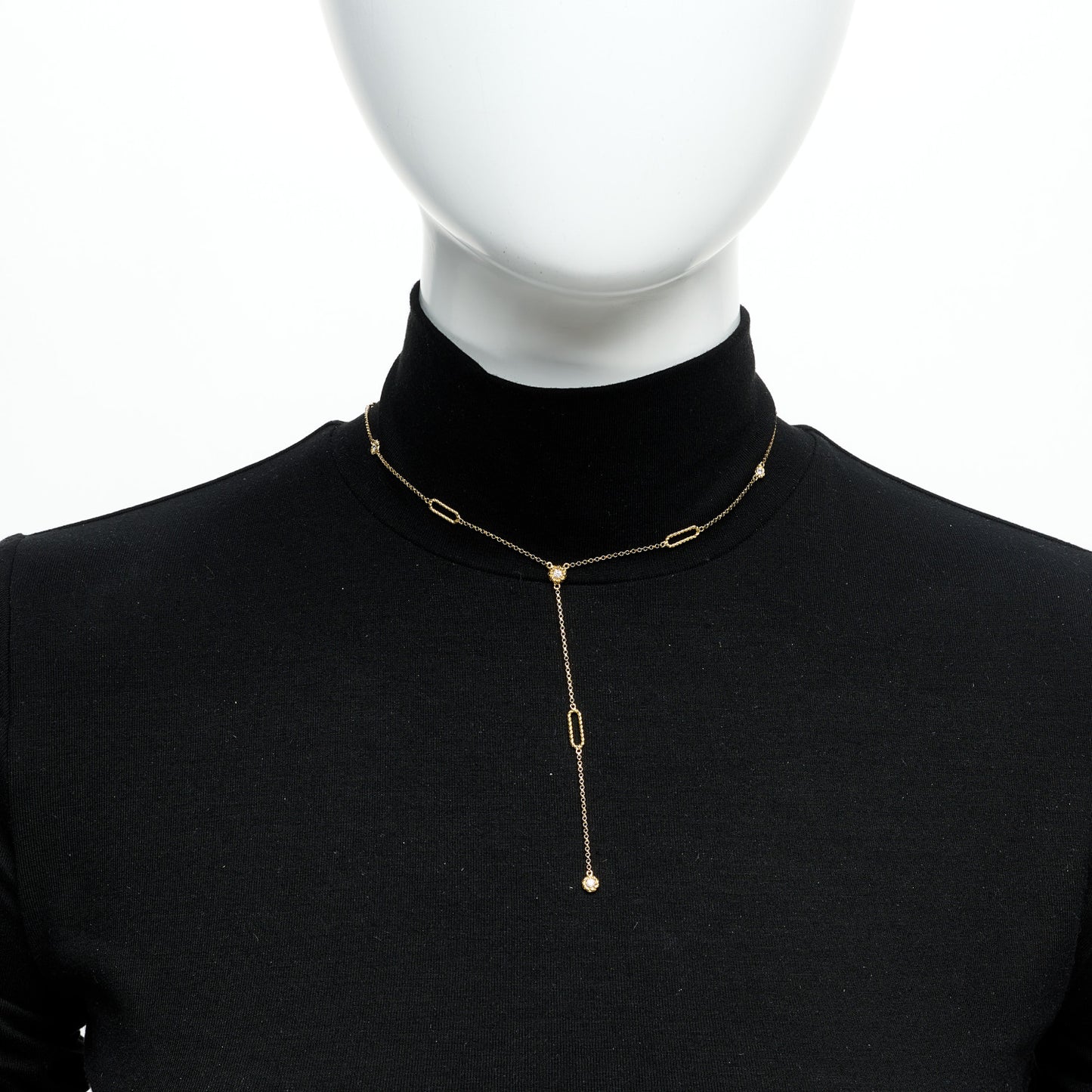 18K Yellow Gold Diamond Barocco Y Drop Necklace