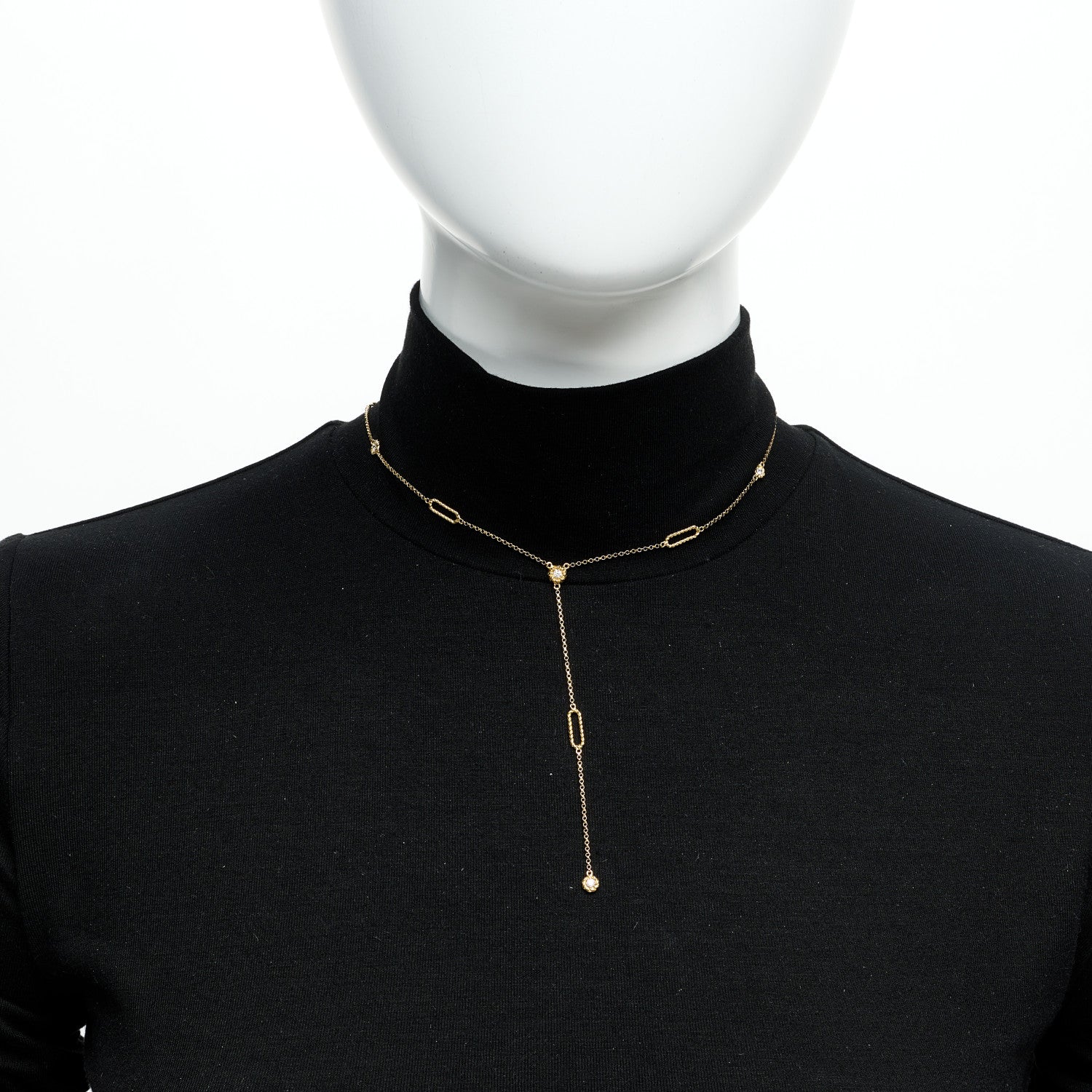 Roberto Coin 18K Yellow Gold Diamond Barocco Y Drop Necklace 2 of 5