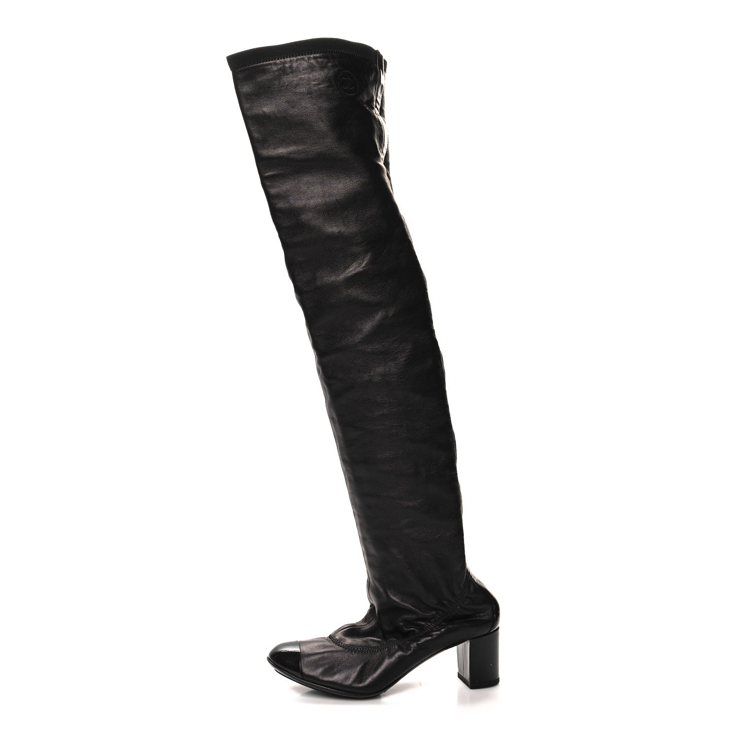 Chanel Lambskin Patent Over The Knee Boots 36 Dark Brown 1 of 7