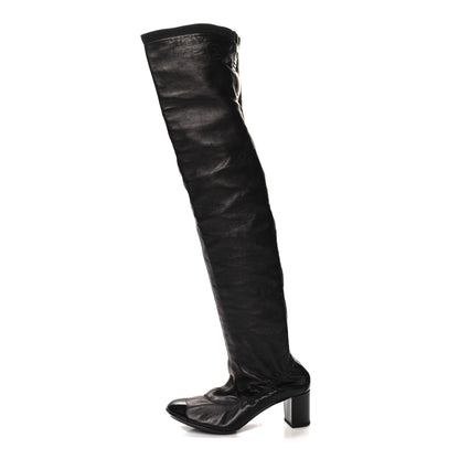 Chanel Lambskin Patent Over The Knee Boots 36 Dark Brown 1 of 7