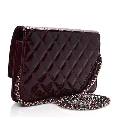 Chanel Patent Quilted Brilliant Wallet On Chain WOC Light Burgundy 2 of 8
