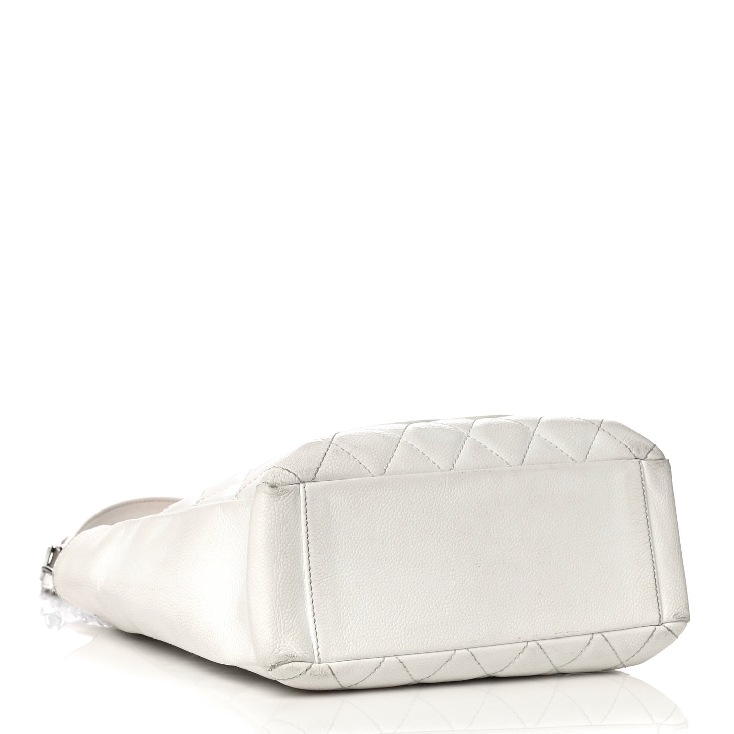 Caviar Quilted Petit Shopping Tote PST White