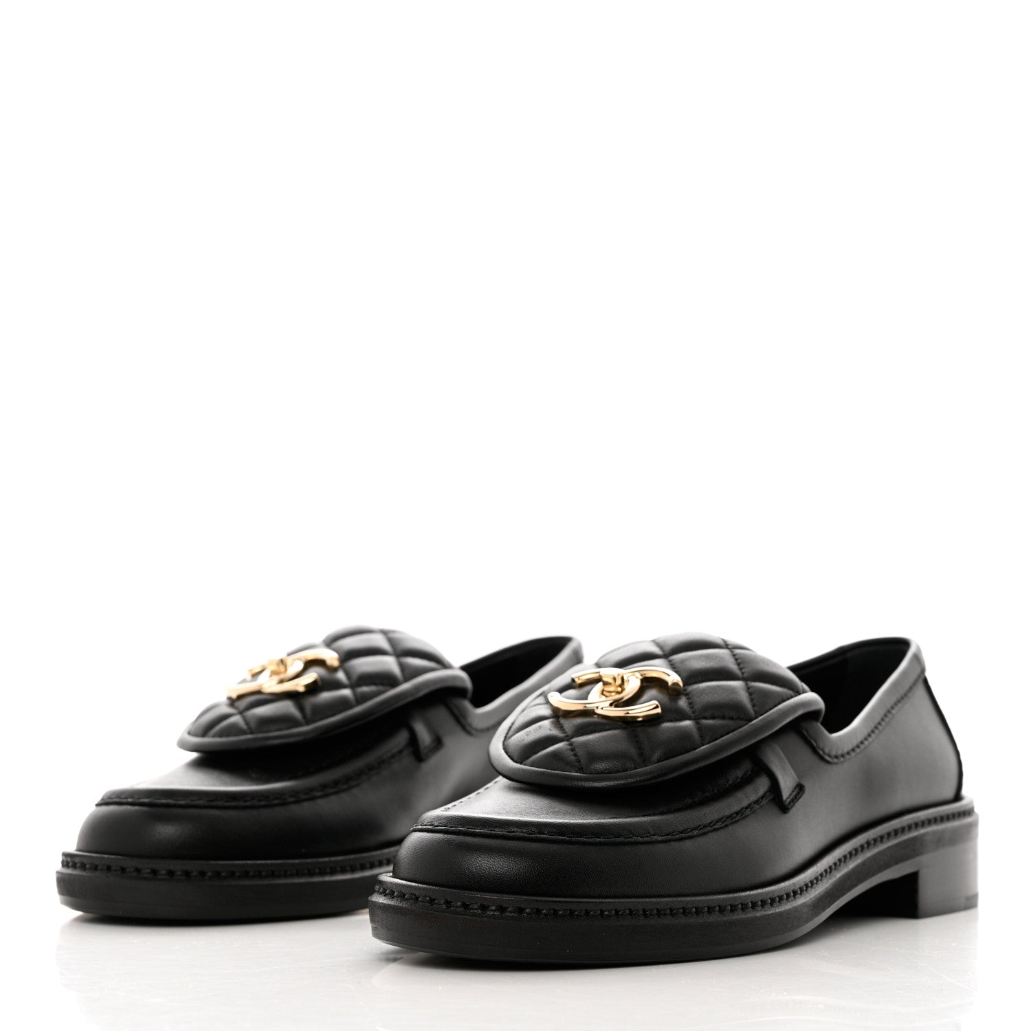 Chanel Lambskin Quilted CC Turnlock Loafers 36.5 Black 4 of 9