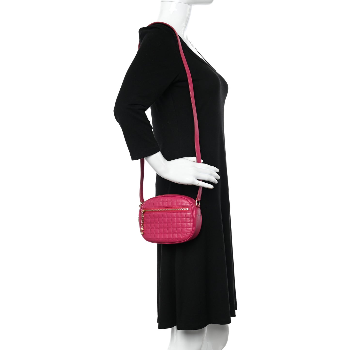 Calfskin Quilted Small C Charm Bag Pink