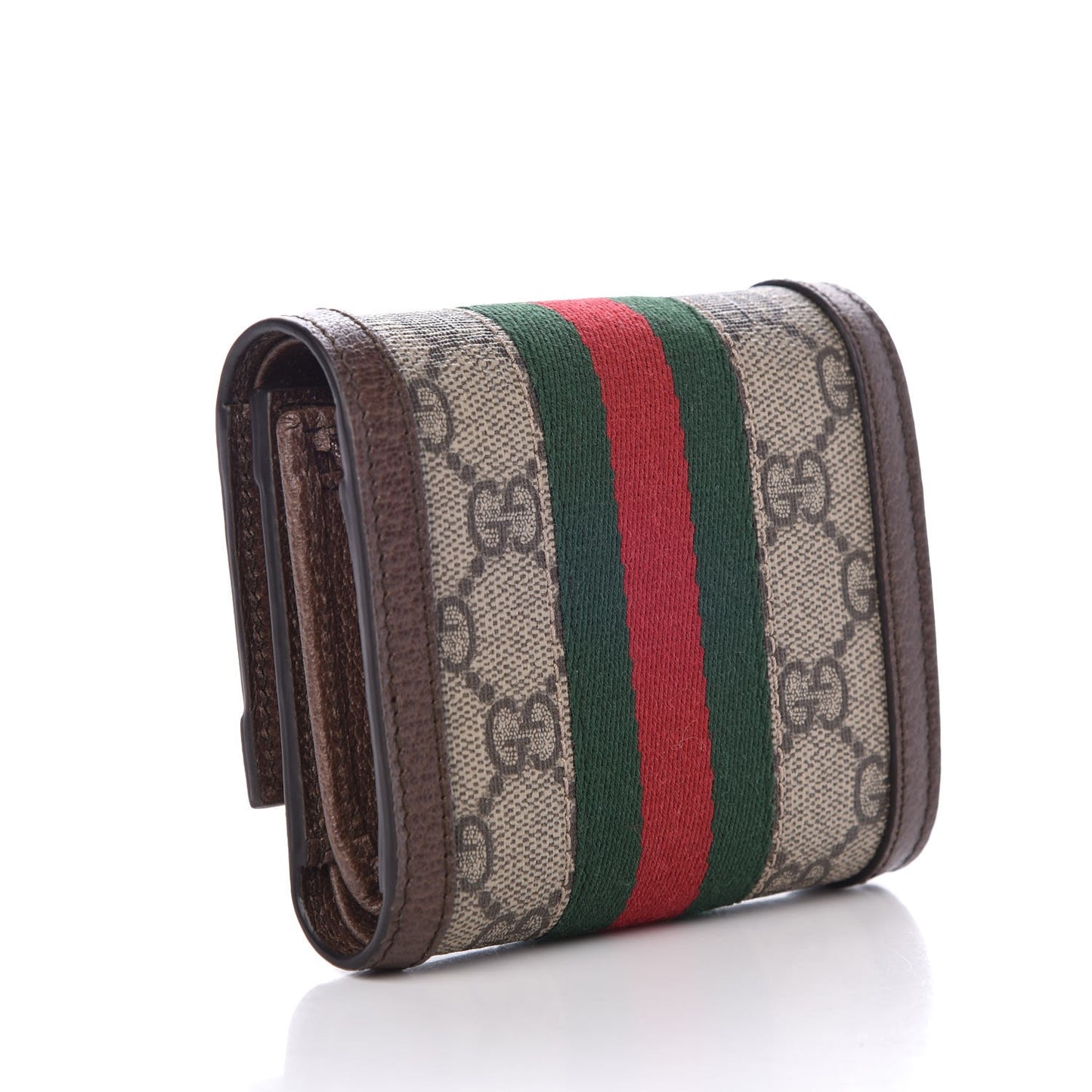 GG Supreme Monogram Web Ophidia French Flap Wallet Beige New Acero