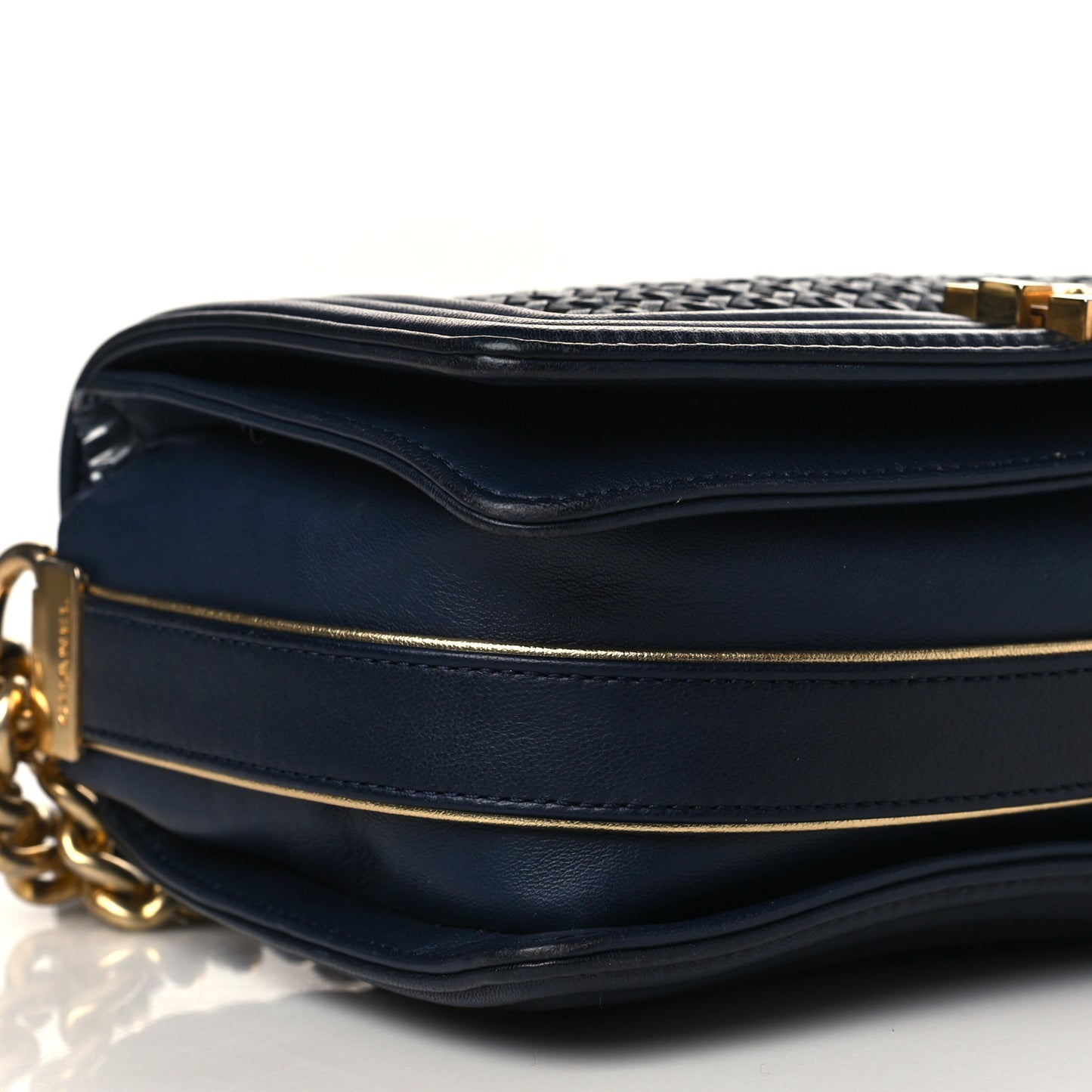 Braided Sheepskin Medium Boy Flap Navy
