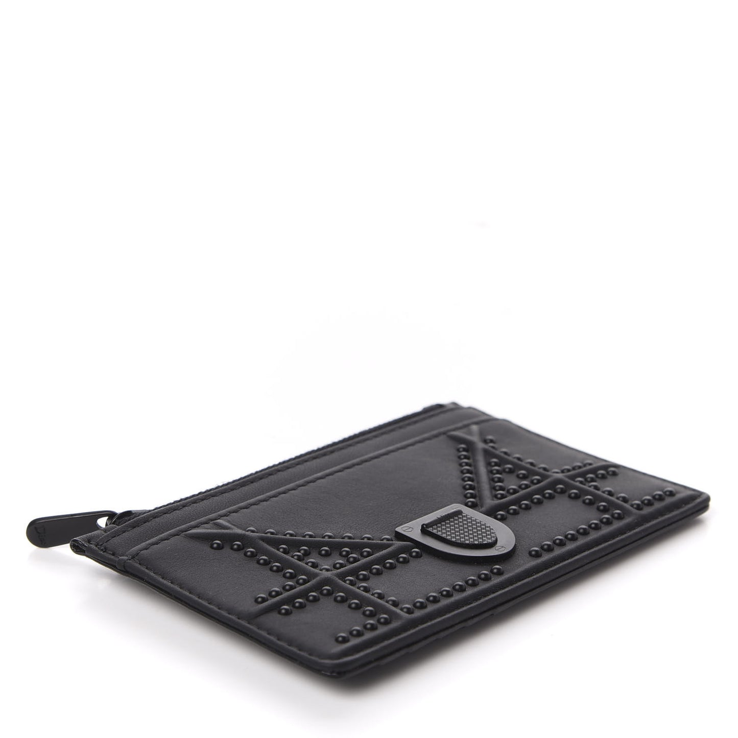 Ultra Matte Calfskin Studded Diorama Card Holder Black