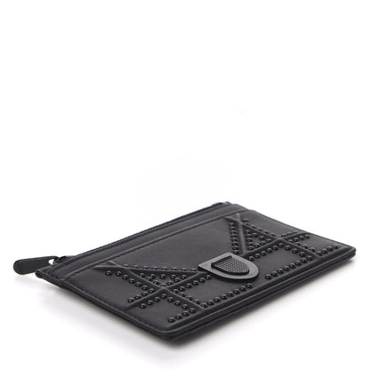 Christian Dior Ultra Matte Calfskin Studded Diorama Card Holder Black 4 of 9