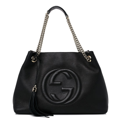 Gucci Pebbled Calfskin Medium Soho Chain Shoulder Bag Black 1 of 11