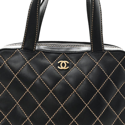 Chanel Calfskin Wild Stitch Vertical Top Handle Bag Black 9 of 12