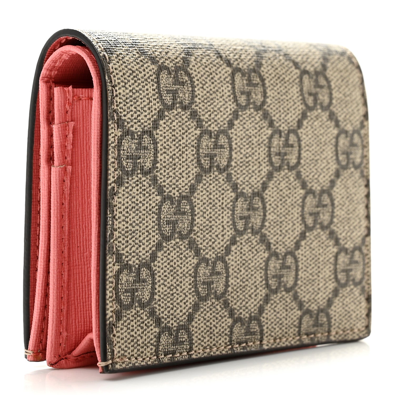 Gucci GG Supreme Monogram Face Embroidered Card Case Wallet Pink 3 of 8