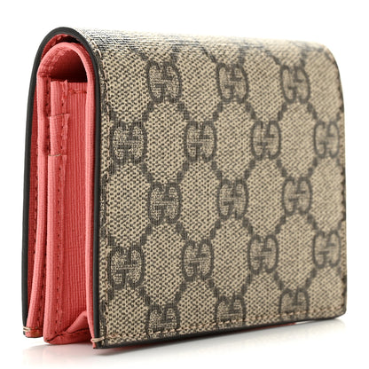 Gucci GG Supreme Monogram Face Embroidered Card Case Wallet Pink 3 of 8