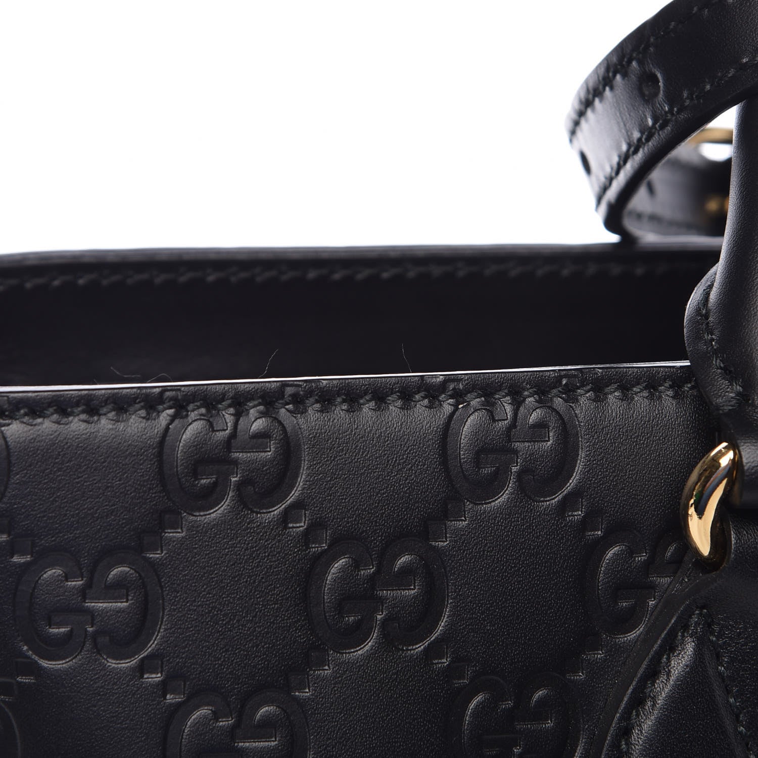 Gucci Guccissima Small Zippered Bucket Tote Black 8 of 8