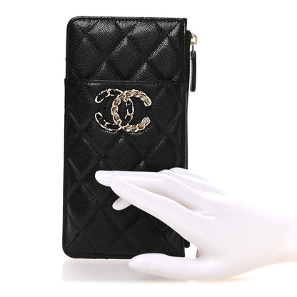 Chanel Caviar Quilted French New Wave Flat Wallet Pouch Black 2 of 8